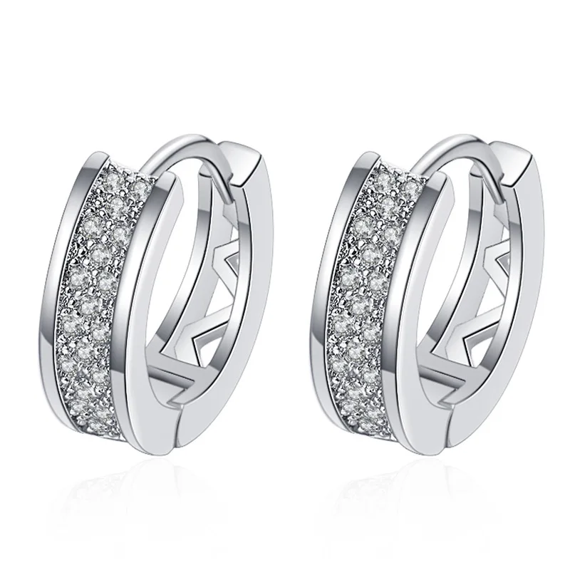 LByzHan – petites boucles d'oreilles rondes incrustées de Zircon pour femmes, bijoux en argent Sterling 925 1