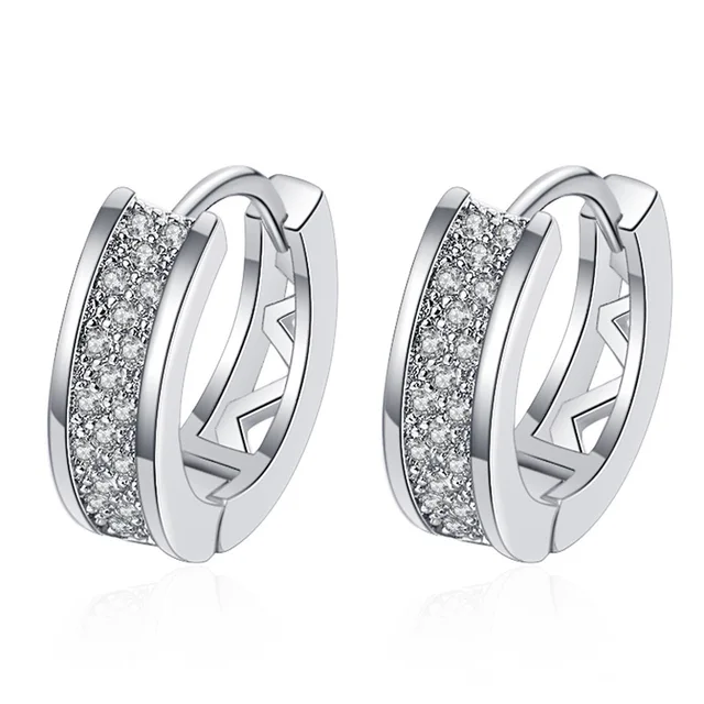 LByzHan – petites boucles d'oreilles rondes incrustées de Zircon pour femmes, bijoux en argent Sterling 925 1