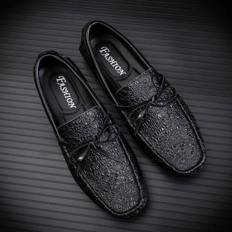 

Designer Luxury Fashion Men's Black Loafer Shoes Crocodile Pattern Trending Leisure Shoes For Man Driver Moccasin Shoes 44