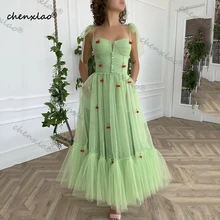 Chenxiao Sage Green Short Tulle Prom Dresses Cherry Straps A Line Tiered Buttons Homecoming Dress Ankle Length Party Gowns 
Chenxiao Sage Green Short Tulle Prom Dresses Cherry Straps A Line Tiered Buttons Homecoming Dress Ankle Length Party Gowns