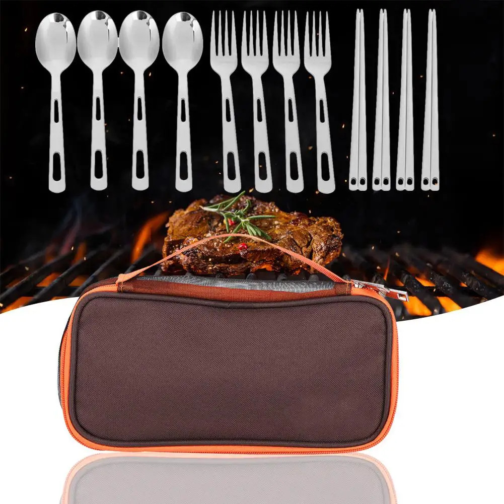 13Pcs/Set Stainless Steel Fork Spoon Chopsticks Travel Ourdoor Camping Cutlery Tools Portable Stainless Steel Tableware With Bag
13Pcs/Set Stainless Steel Fork Spoon Chopsticks Travel Ourdoor Camping Cutlery Tools Portable Stainless Steel Tableware With Bag