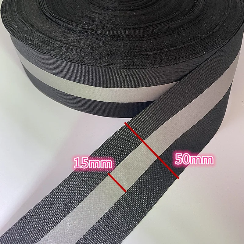 Description Picture 5 of itemNew 5yards Black Safety Silver Reflective Sew on Fabric Tape Strap Vest Webbing
