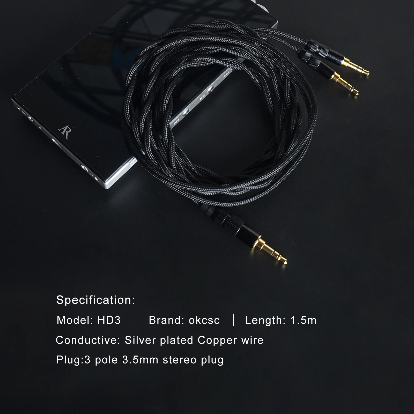 Headphone 1 to 2 Jack 3.5/2.5/4.4mm Balance Black Aux Cable Speaker Wire Headphone 1 to 2 Jack 3.5/2.5/4.4mm Balance Black Aux Cable Speaker Wire