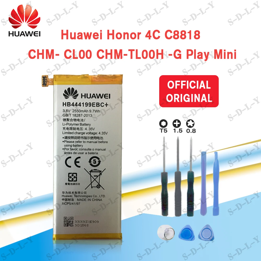 100% Оригинальный 2550mAh HB444199EBC + Hua Wei C8818 встроенный аккумулятор для Huawei Honor 4C запасные