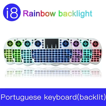 

i8 Portuguese Keyboard Backlit English Air Mouse 2.4GHz Wireless Keyboard Touchpad Handheld for TV BOX Android X96 Russian