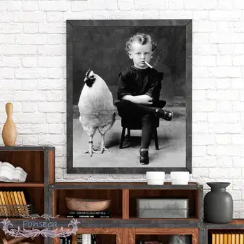 Vintage Photography Style Poster Funny Boy Smoking With His Chicken Pet Antique Portrait Art Canvas Painting Wall Art Decor
Vintage Photography Style Poster Funny Boy Smoking With His Chicken Pet Antique Portrait Art Canvas Painting Wall Art Decor