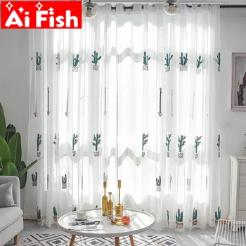 Cartoon Embroidery Cactus Plants Children's Bedroom Sheer Drapes White Window Treatments Transparent Tulle Curtain Gauze MY337-5
Cartoon Embroidery Cactus Plants Children's Bedroom Sheer Drapes White Window Treatments Transparent Tulle Curtain Gauze MY337-5