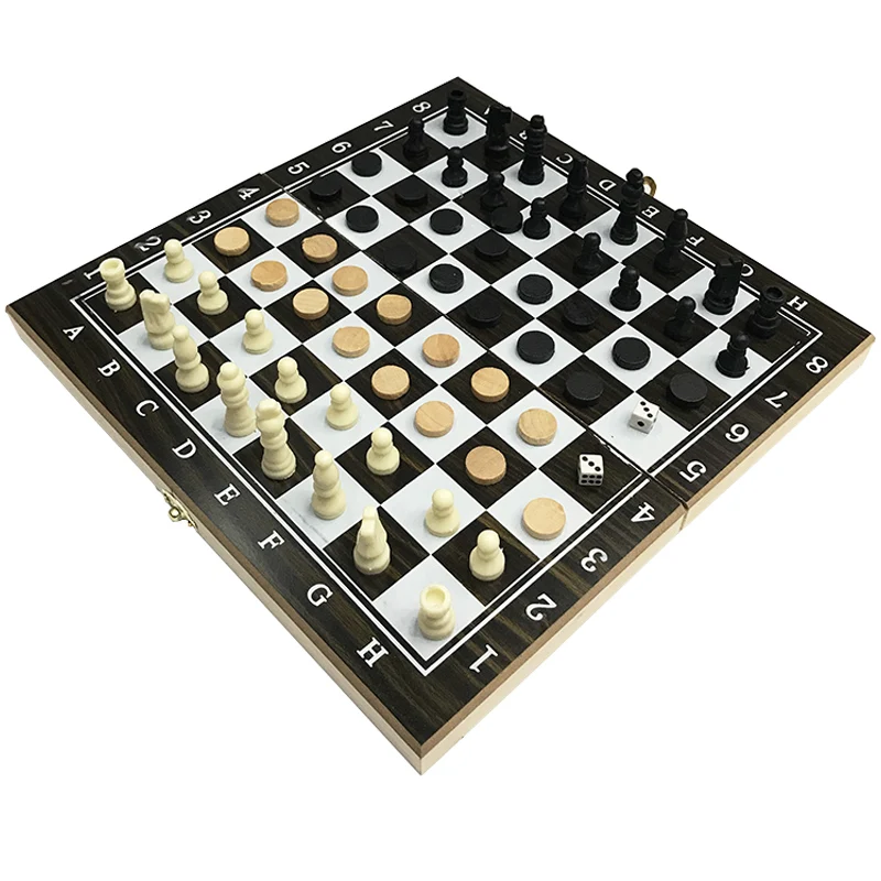 3 in 1 Chess Board International Chess Set Portable Wooden Chessboard Travel Board Games Backgammon Checkers Pieces
3 in 1 Chess Board International Chess Set Portable Wooden Chessboard Travel Board Games Backgammon Checkers Pieces