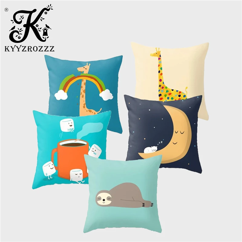 Cartoon Design Cushion Cover Cute Giraffe Otter Unicorn Moon Polyester Printed Children/'s Room Home Decoration Sofa Pillow Case Cartoon Design Cushion Cover Cute Giraffe Otter Unicorn Moon Polyester Printed Children/'s Room Home Decoration Sofa Pillow Case