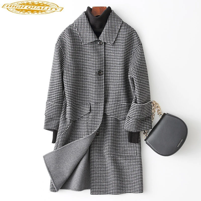 2020 New Double-sided Wool Coat Female Spring AUtumn Woolen Overcoat Women Houndstooth Plaid Wool Jacket 38005 WYQ1778
2020 New Double-sided Wool Coat Female Spring AUtumn Woolen Overcoat Women Houndstooth Plaid Wool Jacket 38005 WYQ1778