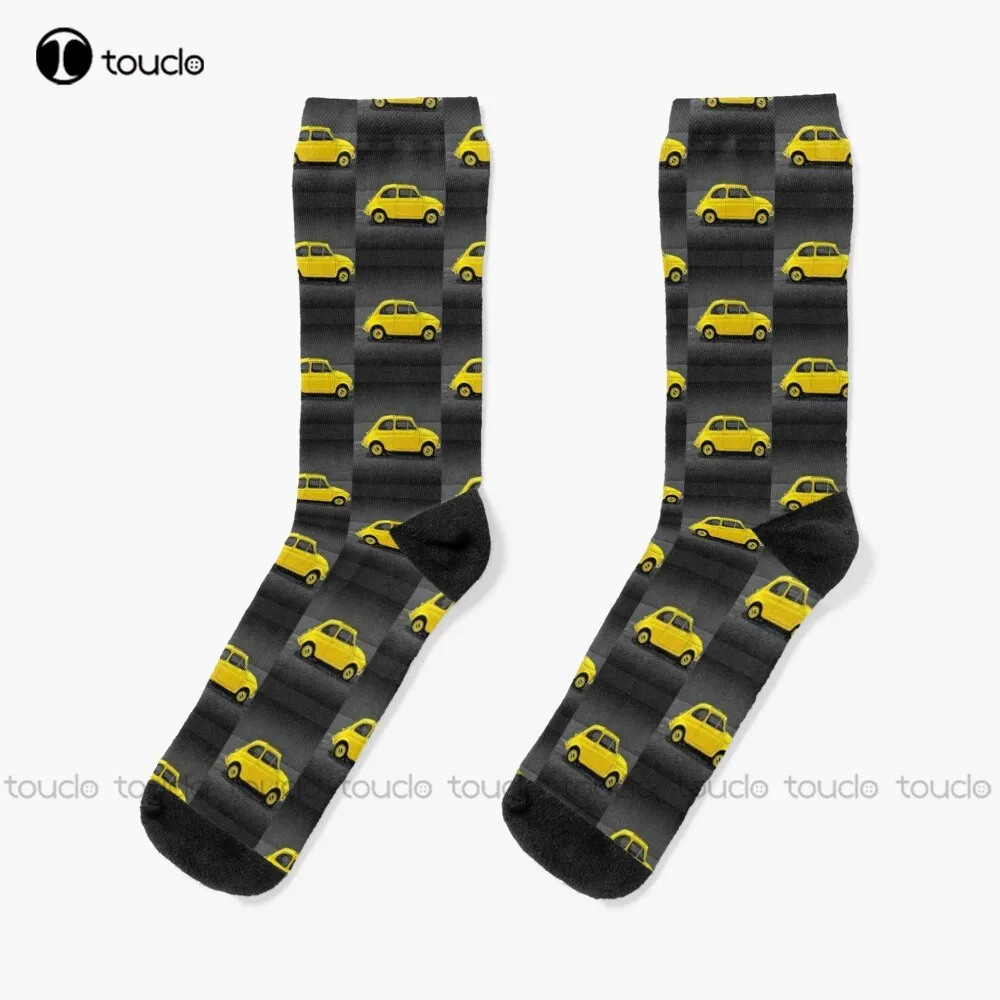 

Fiat 500 Classic Sunny Yellow Fiat 500 Socks Mens Socks Christmas New Year Gift 360° Digital Print Personalized Custom Women Men