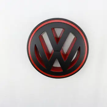 

150mm Matt Black Red Front Grill Car Logo Badge Replacement Emblem for VW Volkswagen Passat CC Golf MK5