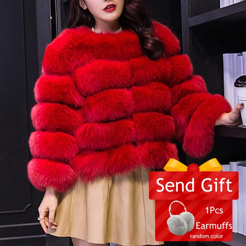 Short Fox Fur Coats Women 2020 Winter Keep Warm Fashion Whole Skin Jackets Collar Overcoats Plus Szie S-4XL | Женская одежда