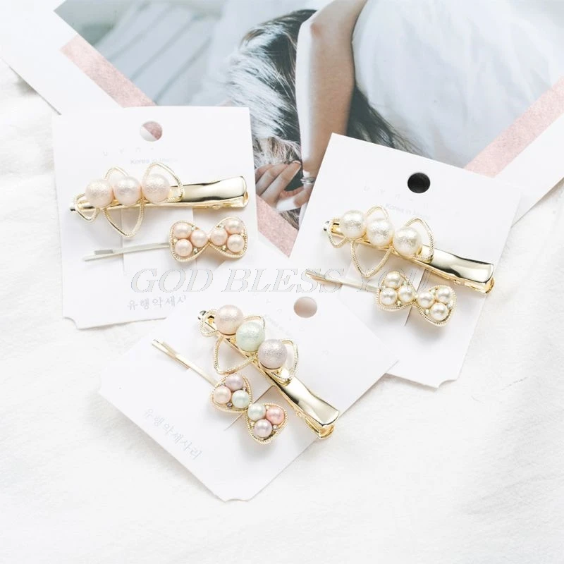 2 Pcs/set Sweet Girls Duckbill Clip Word Clips Alloy Artificial Pearl Temperament Bow Hairpin Suit Women Hair Jewelry
2 Pcs/set Sweet Girls Duckbill Clip Word Clips Alloy Artificial Pearl Temperament Bow Hairpin Suit Women Hair Jewelry