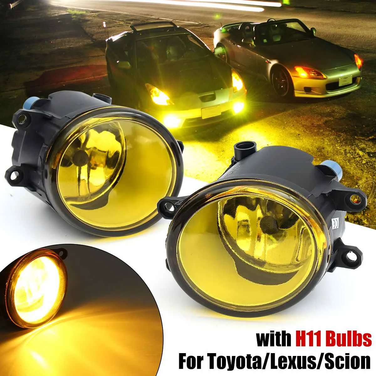 2Pcs 55W LED Round Front Right/Left Fog Light Lamp DRL Daytime Driving Running Lights For Toyota/Camry/Carola/Vios/RAV4 | Автомобили и