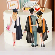 Celebrate Graduation Cake Topper Happy Birthday Graduate Balloon Heart Boys Girls Cupcake Topper Baking Decor DIY Party Flag New