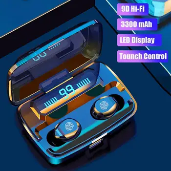 F9 TWS Bluetooth Earphone Wireless Headset Stereo Bass Sound Touch Control Sports Headset LED Display With 3300mAh Charging Bin
F9 TWS Bluetooth Earphone Wireless Headset Stereo Bass Sound Touch Control Sports Headset LED Display With 3300mAh Charging Bin
