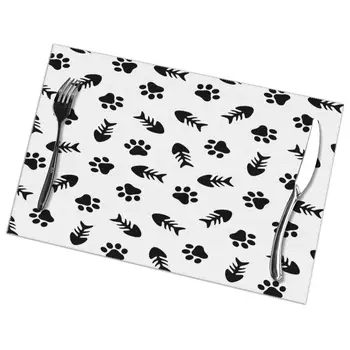 Tableware Pad Placemats 6 PcsTable Mat Non-Slip Fishbone And Animal Paw Black Cat And Fish Placemats for Dining Table
Tableware Pad Placemats 6 PcsTable Mat Non-Slip Fishbone And Animal Paw Black Cat And Fish Placemats for Dining Table