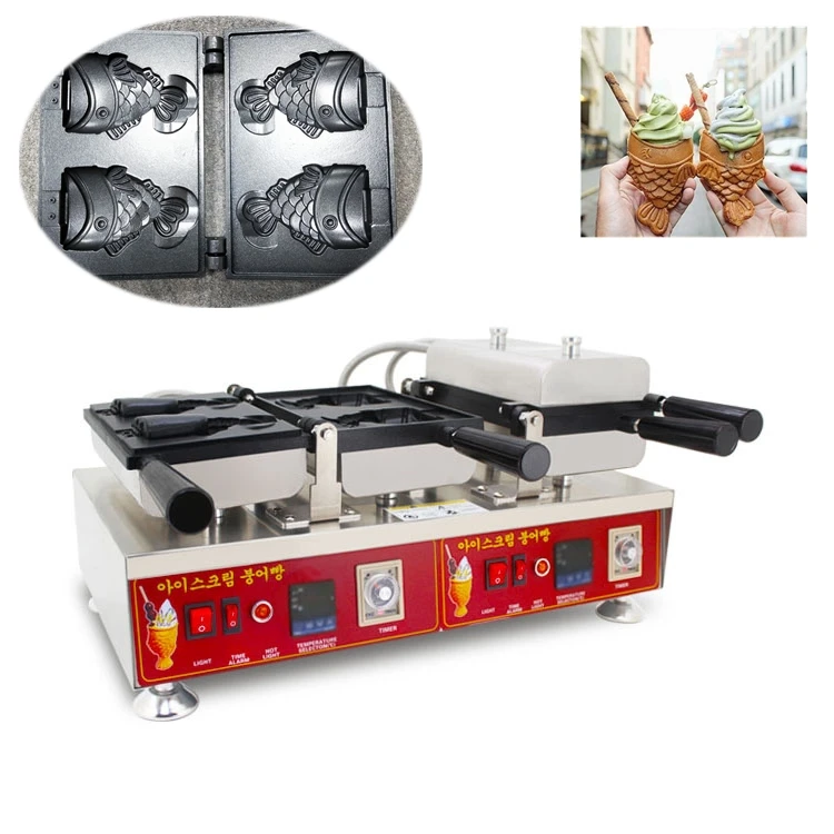 Commercial Digital 110V 220V 4pcs Fish Shape waffle maker Electric Ice Cream Taiyaki Machine Maker Pan With Open Mouth
Commercial Digital 110V 220V 4pcs Fish Shape waffle maker Electric Ice Cream Taiyaki Machine Maker Pan With Open Mouth