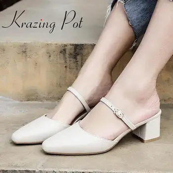 Krazing pot new natural leather high heels streetwear pointed toe art design buckle straps non-slip handmade summer sandals L17 
Krazing pot new natural leather high heels streetwear pointed toe art design buckle straps non-slip handmade summer sandals L17