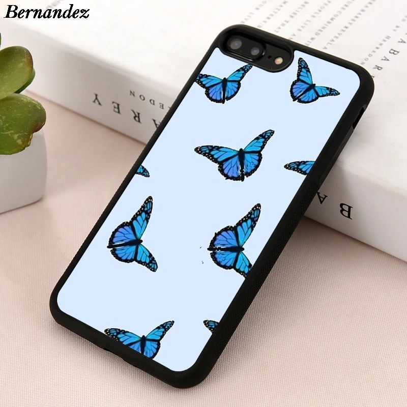 Bernandez Blue Butterfly Phone Case for iPhone 12 Mini 11 Pro Xs Max XR X 8 7 5 6 6S PIus Samsung Galaxy S7 S8 S9 S10 plus | Мобильные