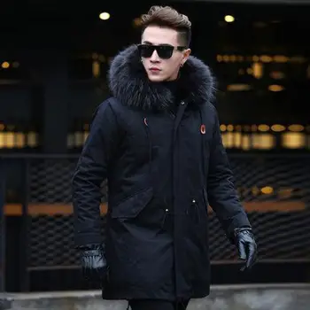 2019 Fashion Winter Jacket Men's Leather Coat Natural Raccoon Fur Collar Loose Long Coat Fur Coat Detachable
2019 Fashion Winter Jacket Men's Leather Coat Natural Raccoon Fur Collar Loose Long Coat Fur Coat Detachable