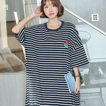 Women Striped Casual Nightdress Summer Short Sleeve Cartoon Fruit Print Loose Large Size Nightgown Cute Girl Casual Sleepshirt
Women Striped Casual Nightdress Summer Short Sleeve Cartoon Fruit Print Loose Large Size Nightgown Cute Girl Casual Sleepshirt