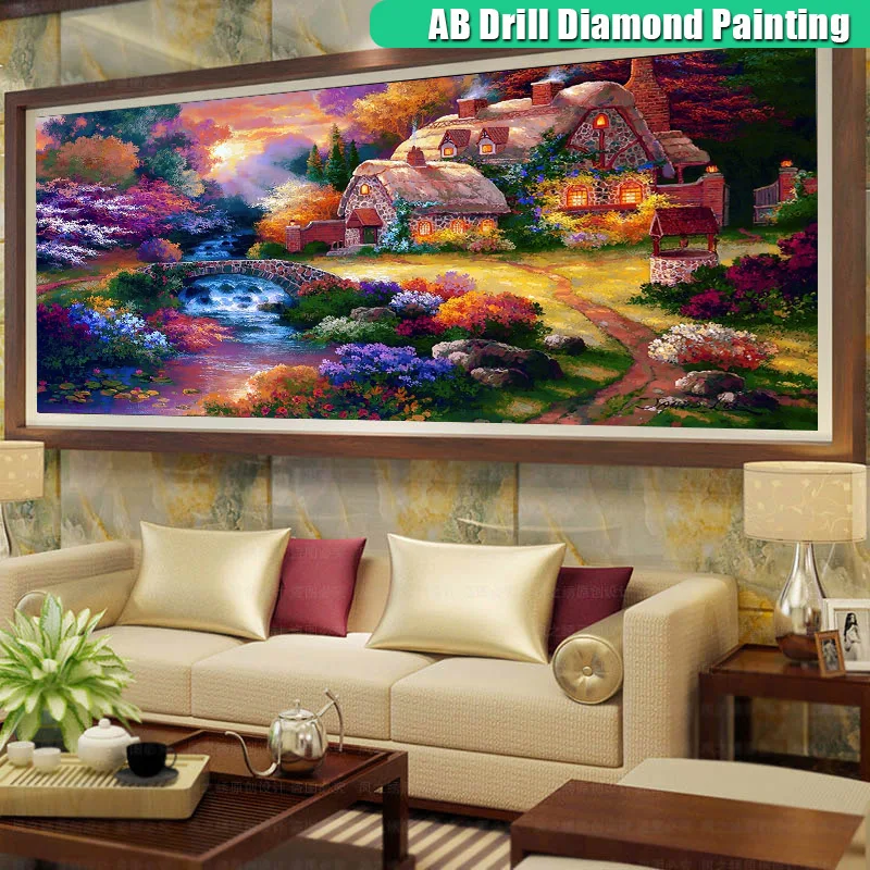 Diy 5D Diamont Embroidery Landscape Large Size Full Square/Round Diamond Painting AB Drill Mosaic Houses Cross Stitch Home Decor | Дом и сад