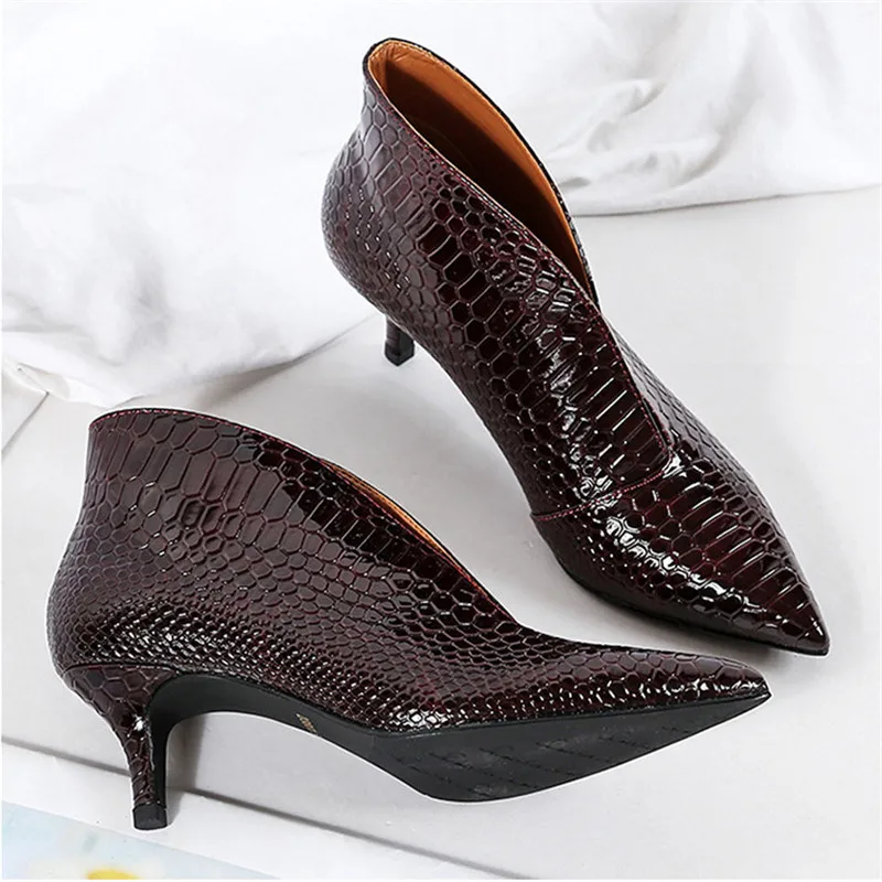 Snake Patent Leather Stilettos Pumps Women Shoes Tip Head V Mouth High Heels Women Shoes 2020 Spring Small Thin Heel Lady Pumps (6)