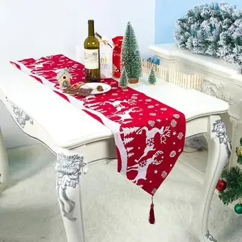 

30*200cm Christmas Table Runner Elk Printed Tablecloth Tapestry Home Party Wedding Christmas Decoration Table Runner