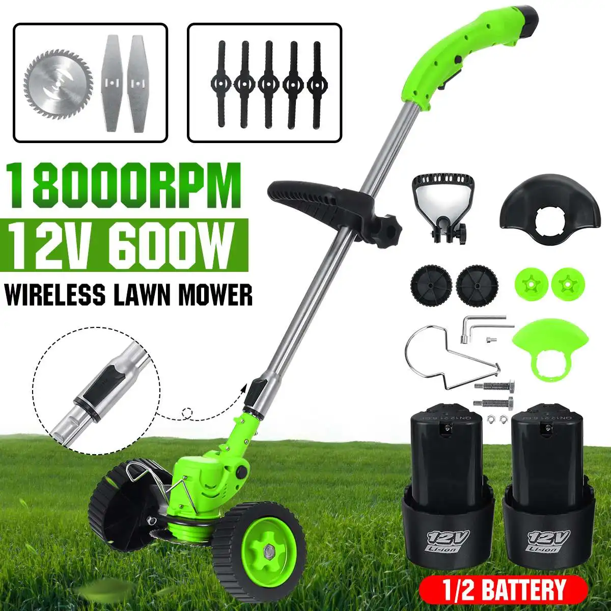 600W Powerful Electric Grass Trimmer Cutter Weeder Lawn Mower Cordless Cutting Machine Garden Tool With 2PC 18VF Li-ion Battery
600W Powerful Electric Grass Trimmer Cutter Weeder Lawn Mower Cordless Cutting Machine Garden Tool With 2PC 18VF Li-ion Battery