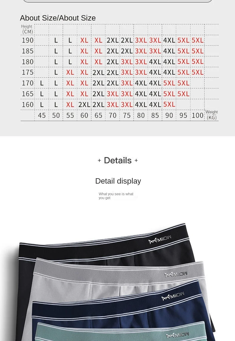 Fashion MIIOW Men's Underwear Pure Cotton Flat Angle Graphene
