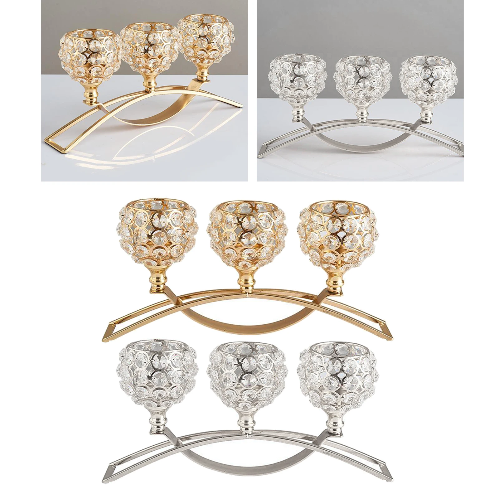 3 Arms Candelabras Crystal Candle Holders Candlesticks Ornament Table Centerpieces for Wedding Dinning Room