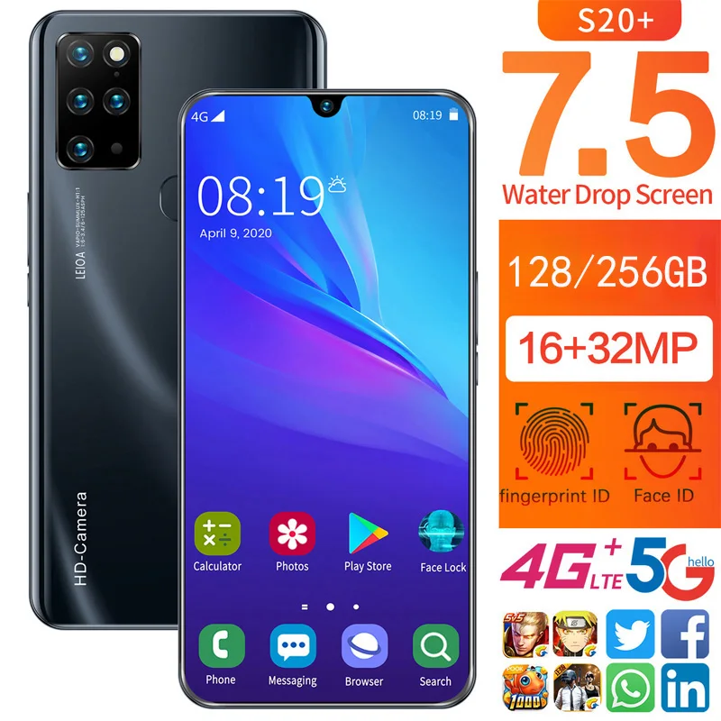 7.5 inch Galay S20 network Free Shipping 8 Core 512GB ROM Octa Core 4 Camera Snapdragon 855 2020 smart phone wholesale
7.5 inch Galay S20 network Free Shipping 8 Core 512GB ROM Octa Core 4 Camera Snapdragon 855 2020 smart phone wholesale