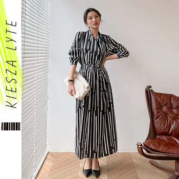 Spring 2020 New French Chiffon Long Sleeved Print Stripe Dress Fashion Elegant Women Lace Up Midi Dresses Robe
Spring 2020 New French Chiffon Long Sleeved Print Stripe Dress Fashion Elegant Women Lace Up Midi Dresses Robe