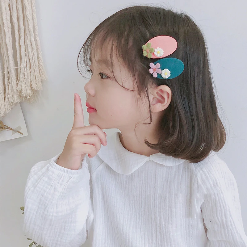 

M MISM 1pc Flower Cloth Hair Clips For Girls Geometric Bobby Clips Colorful Kids Hairpins Cotton Barrettes Hair Accessories