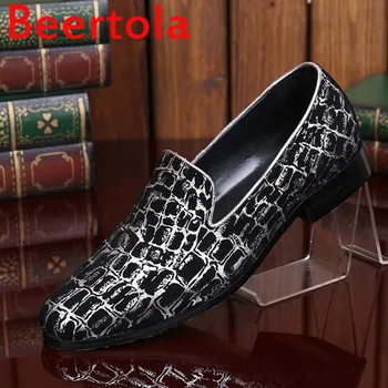 Brand Beertola Stone Pattern Leather Men's Dress Shoes Flats Heel Slip-On Shoes Men Business Style Male Flat Bottom Man 
Brand Beertola Stone Pattern Leather Men's Dress Shoes Flats Heel Slip-On Shoes Men Business Style Male Flat Bottom Man