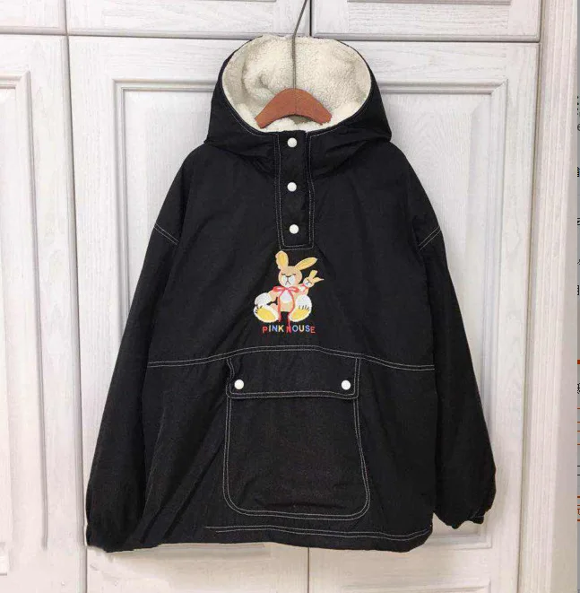 2019 Winter Cotton Dress Japanese-style Harajuku Wind Embroidered Rabbit Lambs Wool Thick Hoodie Pullover Hoody-Shape Cotton-pad 
2019 Winter Cotton Dress Japanese-style Harajuku Wind Embroidered Rabbit Lambs Wool Thick Hoodie Pullover Hoody-Shape Cotton-pad