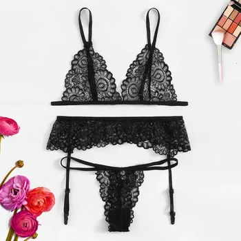 3PC Sexy Lace lingerie Set Hot Women V Neck Sleeveless Wireless Bralettes and Briefs Intimate Lingerie Sets #F
3PC Sexy Lace lingerie Set Hot Women V Neck Sleeveless Wireless Bralettes and Briefs Intimate Lingerie Sets #F