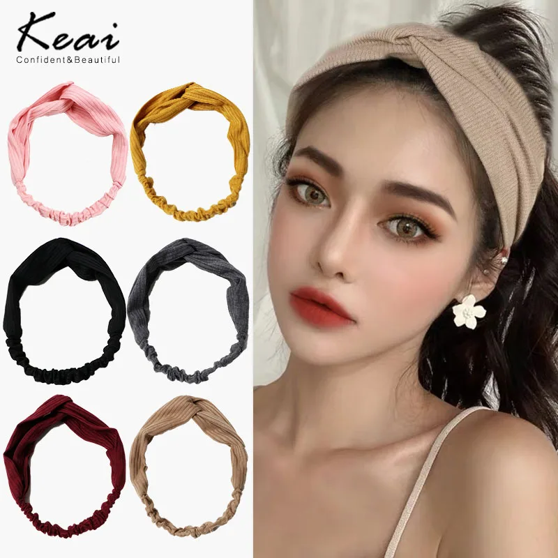 

Elegant Women Headband Vintage Cross Knot Elastic Hair Bands Soft Solid Girls Hairband Bandage Bandanas Women Hair Accessories