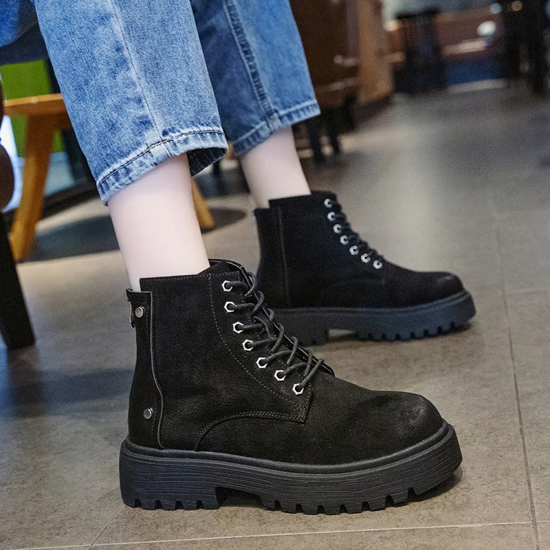 Rock Shoes Woman Chunky Heel Autumn Boots Luxury Designer Round Toe Winter Women Zipper Leather Booties Lace Up Martins Fashion
Rock Shoes Woman Chunky Heel Autumn Boots Luxury Designer Round Toe Winter Women Zipper Leather Booties Lace Up Martins Fashion