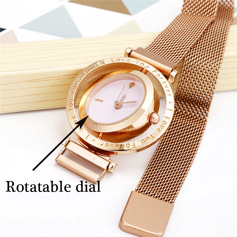 Luxury Women Watch Rose Gold Mesh Magnetic Buckle Personality Creative Wrist Watch Rotating Dial Ladies Business Casual Clock
Luxury Women Watch Rose Gold Mesh Magnetic Buckle Personality Creative Wrist Watch Rotating Dial Ladies Business Casual Clock