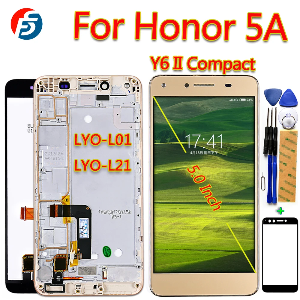 100% Tested Touch Screen For Huawei Honor 5A Y6 II Compact LYO-L01 LYO-L21 5.0 inch LCD Display Digitizer Assembly Frame Tools
100% Tested Touch Screen For Huawei Honor 5A Y6 II Compact LYO-L01 LYO-L21 5.0 inch LCD Display Digitizer Assembly Frame Tools