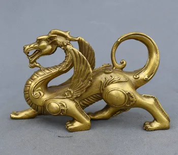 7" Chinese FengShui Pure Brass Myth Flying Dragon Unicorn Kylin Beast God Statue
7" Chinese FengShui Pure Brass Myth Flying Dragon Unicorn Kylin Beast God Statue