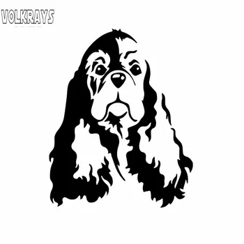 Volkrays Lovely Car Sticker Cavalier Cocker Spaniel Dog Reflective Waterproof Sunscreen Cool Vinyl Decal Black/Silver,14cm*11cm