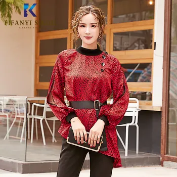 Autumn Womens tops and blouses Fashion Hollow Out Design Belt Long sleeve Pullover Print Shirt Women Casual Elegant Blouse Shirts 
Autumn Womens tops and blouses Fashion Hollow Out Design Belt Long sleeve Pullover Print Shirt Women Casual Elegant Blouse Shirts