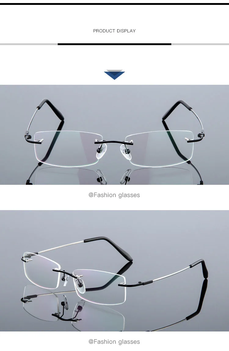 Anty niebieskie światło Stop tytanu bezramowe kwadratowe okulary dla krótkowzroczności kobiety mężczyźni okulary korekcyjne bez oprawek 0 -0,5 -0,75 do -6,0 12 Ha6c3f68cbcb540ee97a43539c41e0646j