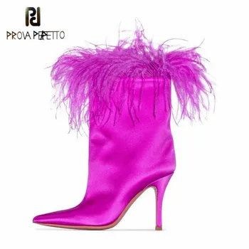 Prova Perfetto 2020 High Quality Fashion Elegant Plume Women's Ankle Boots Pointed Toe Slip-on Super High Thin Heels Stage Boots
Prova Perfetto 2020 High Quality Fashion Elegant Plume Women's Ankle Boots Pointed Toe Slip-on Super High Thin Heels Stage Boots