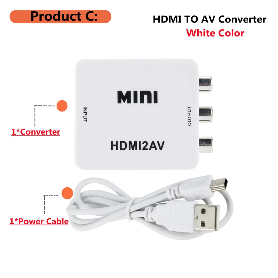 Generic Grwibeou HDMI To RCA Converter AV/CVSB L/R Video Box HD 1080P