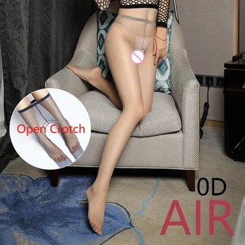 

Sexy High Elastic Tight Hot Erotic Open Crotch Stockings for Women Smooth Air 0D Ultra Thin Transparent Silk Lingerie Medias